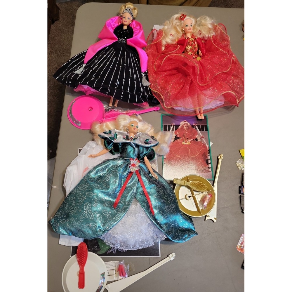 Holiday Barbie Doll Elegant Dresses Lot 1993 1995 1998 complete never used